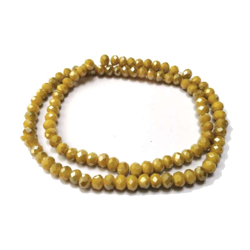 Beads / Crystal Beads -6mm- silver smoked yellow - String+/-90pcs / Beads for crafting