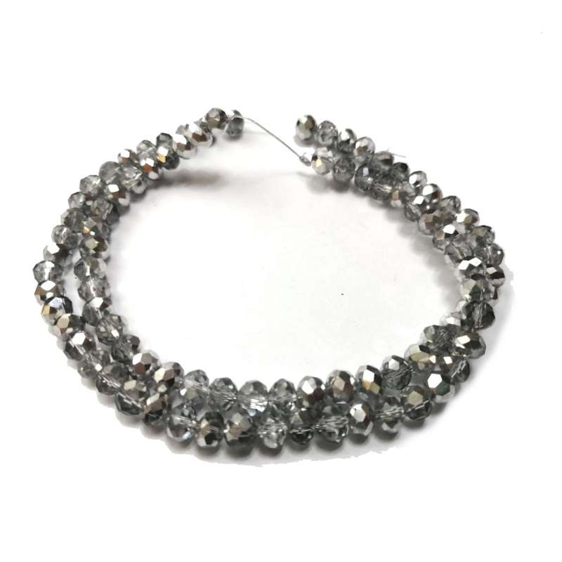 Beads / Crystal Beads -6mm- silver smoked grey - String+/-95pcs / Beads for crafting