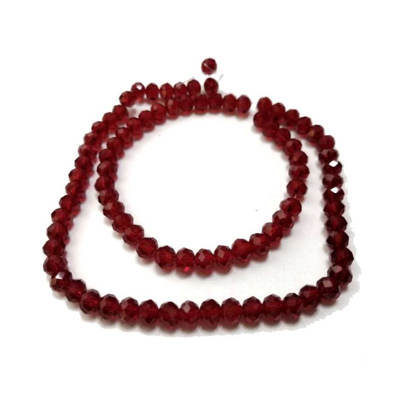 Beads / Crystal Beads -6mm- clear dark red - String+/-95pcs / Beads for crafting