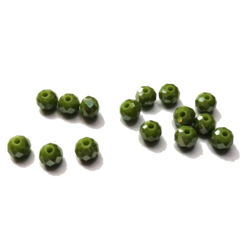 Beads / Crystal Beads - 6mm -matt shiny green - 15pcs / beads for crafting