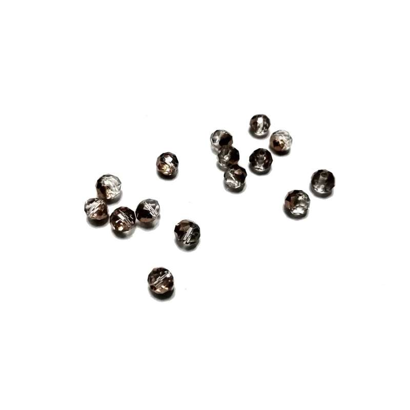 Beads / Crystal Beads - 6mm - copper smoked grey brown- 15pcs / beads for crafting
