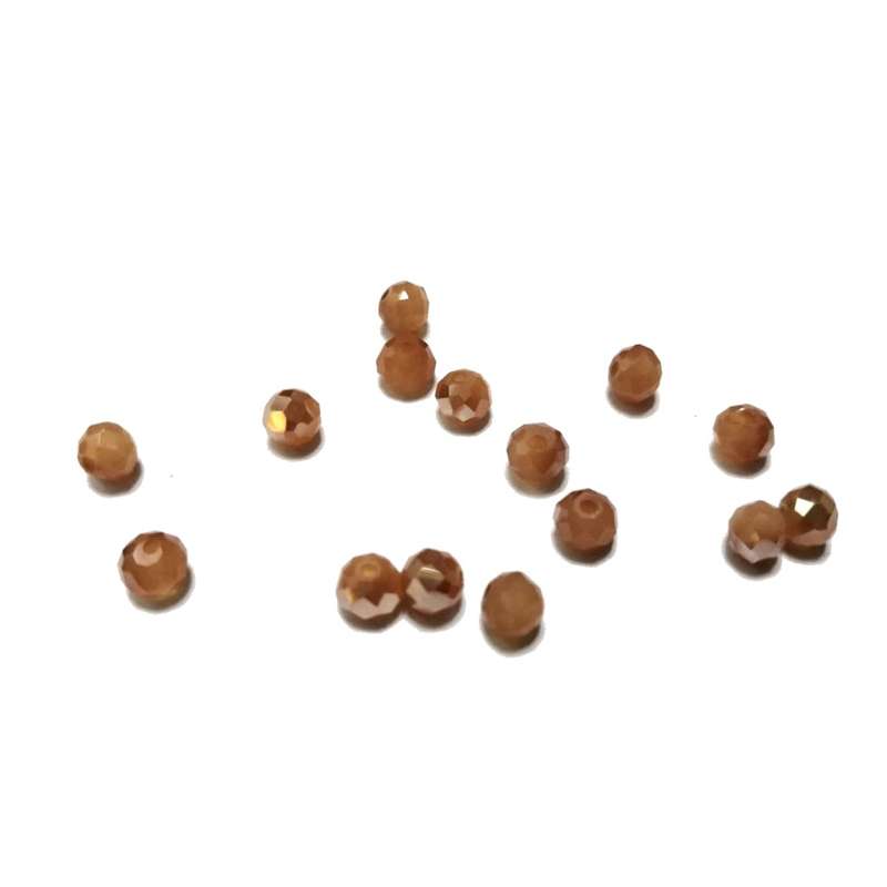 Beads / Crystal Beads -6mm- silver smoked orange brown- 15pcs / beads for crafting