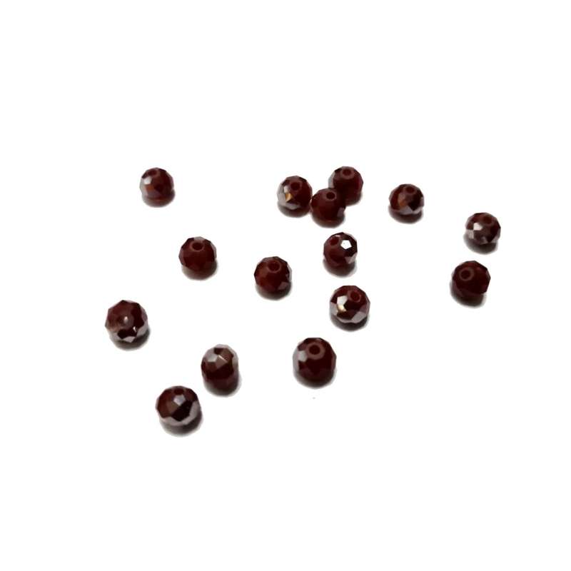 Beads / Crystal Beads -6mm- silver smoked dark red - 15pcs / beads for crafting