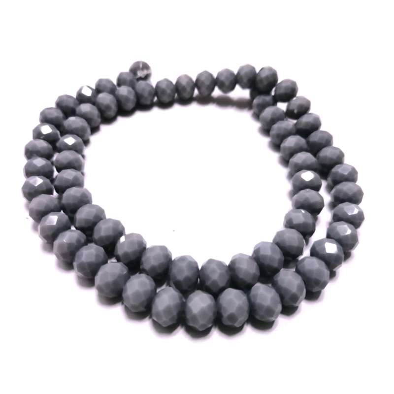 Beads / Crystal Beads - 8mm -mat grey- String +/-68pcs / Beads for crafting