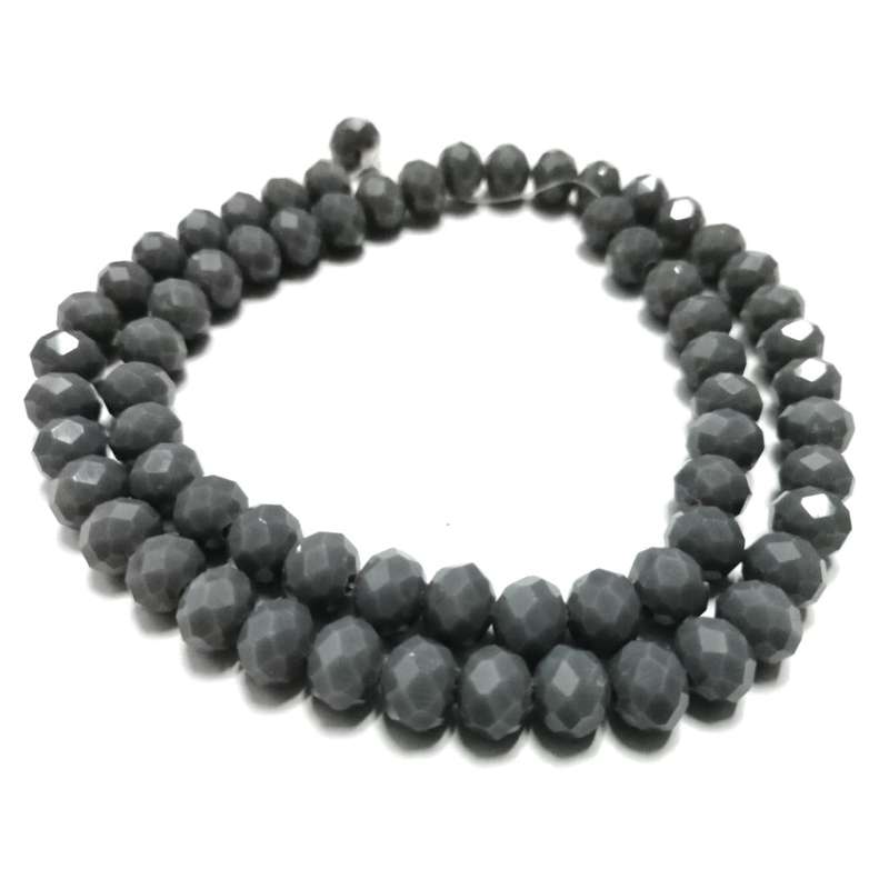 Beads / Crystal Beads - 8mm -mat grey- String +/-68pcs / Beads for crafting