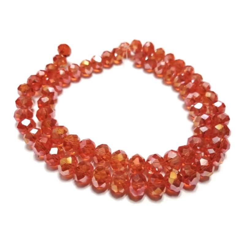 Beads / Crystal Beads - 8mm -clear shiny orange- String +/-68pcs / Beads for crafting