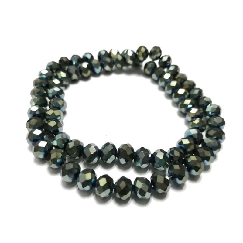 Beads / Crystal Beads - 8mm -metalic blue green- String +/-68pcs / Beads for crafting