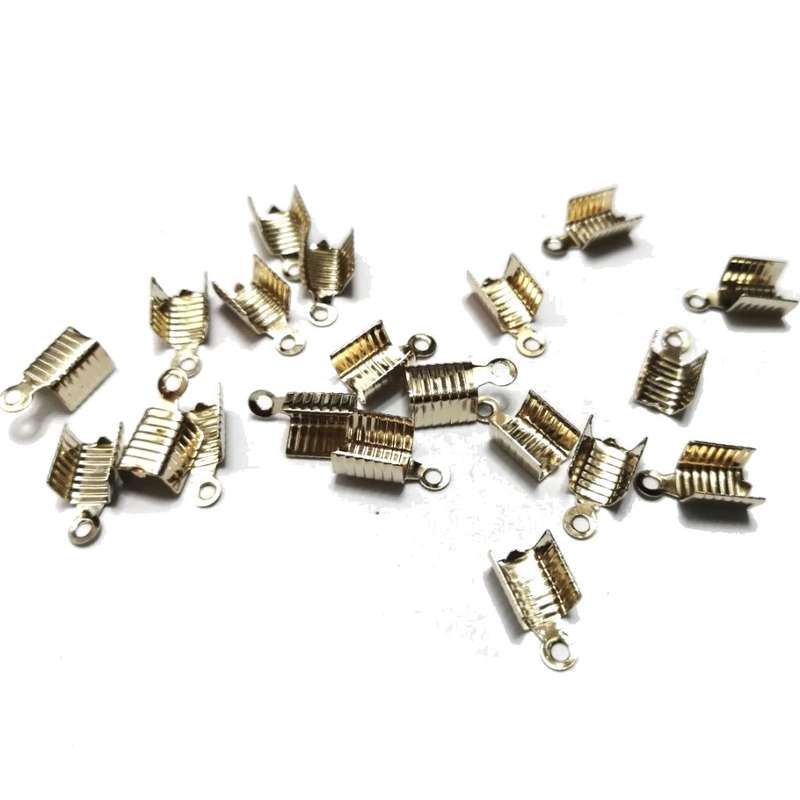Beads / Golden Crimp , Corrugated Fold Over - 20pcs  - 7mm -Nickel free / Beads for crafting