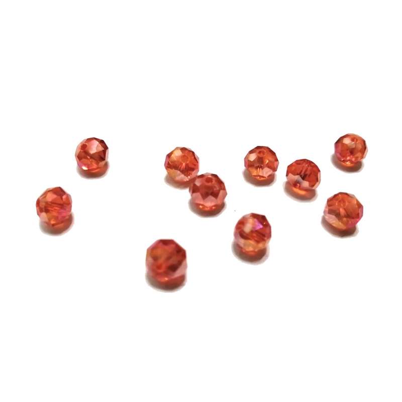 Beads / Crystal Beads - 8mm -clear shiny orange- 10pcs / beads for crafting
