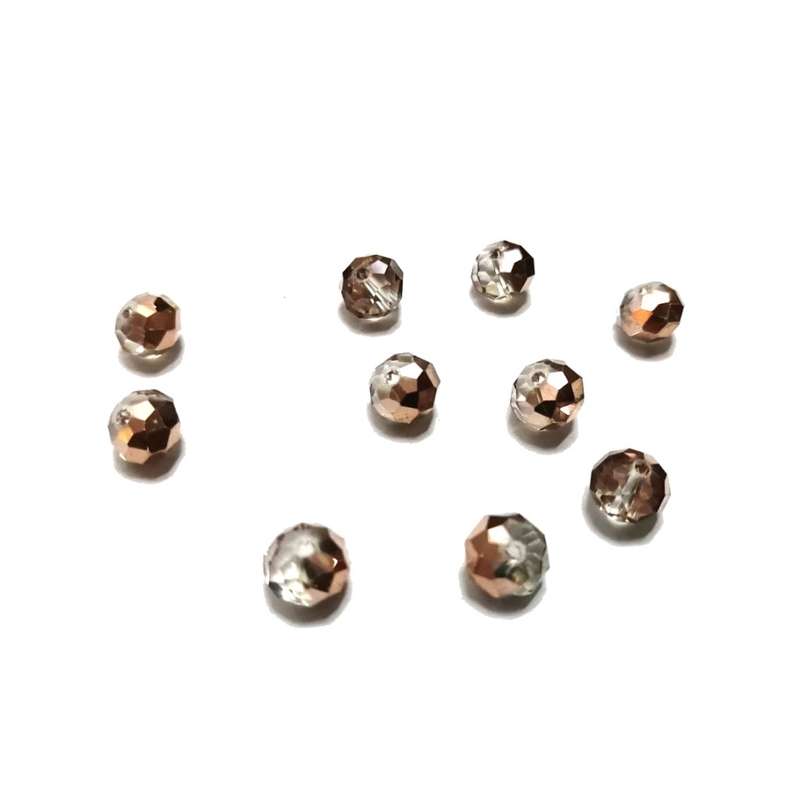 Beads / Crystal Beads - 8mm - smoked copper grey - 10pcs / beads for crafting