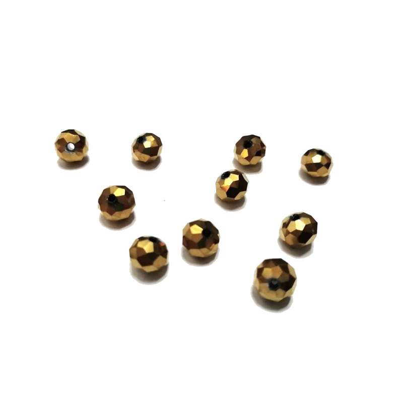 Beads / Crystal Beads - 8mm -gold - 10pcs / beads for crafting