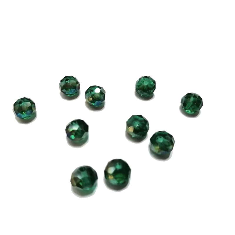 Beads / Crystal Beads - 8mm -clear shiny green- 10pcs / beads for crafting