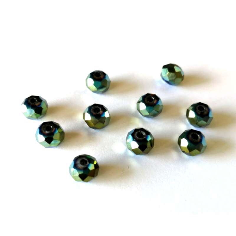 Beads / Crystal Beads  - 8mm - rainbow green - 10pcs / Beads for crafting