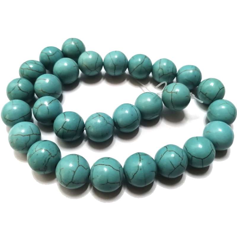 Beads / Howlite  - Stone Beads - 14mm tuquoise ball  - +/-28pcs strand / Beads for crafting