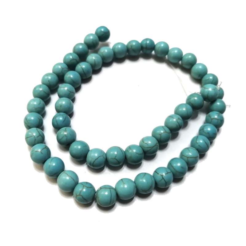 Beads / Howlite  Stone Beads 8mm- turquoise- ball- +/-50pcs Strand / Beads for crafting