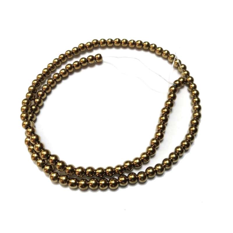 Beads / Hematite Beads - 4mm ball - gold plated +/-100pcs strand / Beads for crafting