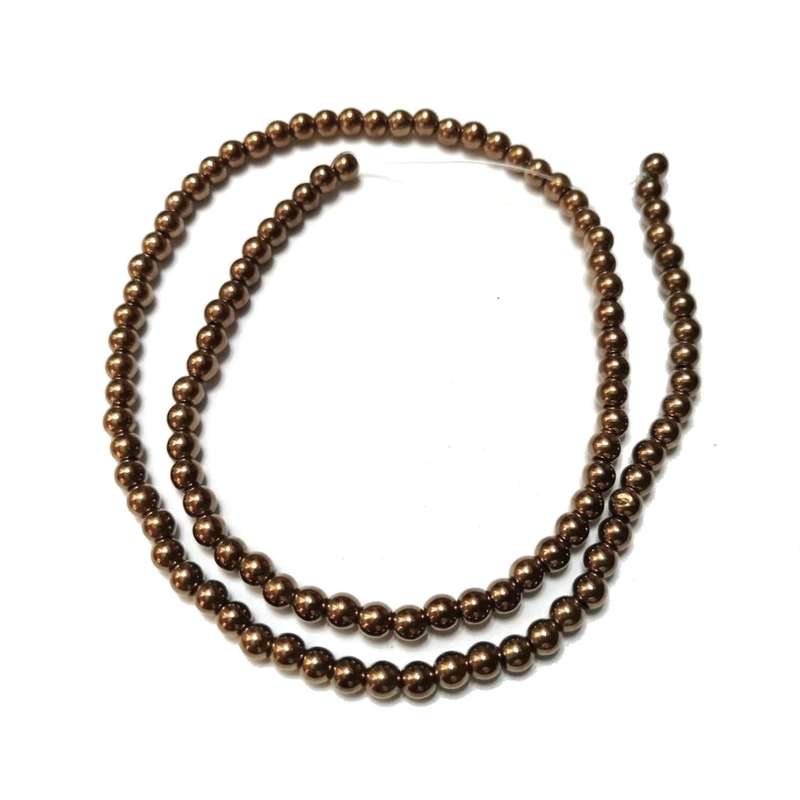 Beads / Hematite Beads - 4mm ball - bronce plated +/-100pcs strand / Beads for crafting