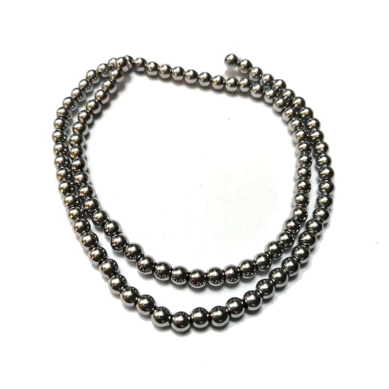 Beads / Hematite Beads - 4mm ball - silver plated +/-100pcs strand / Beads for crafting