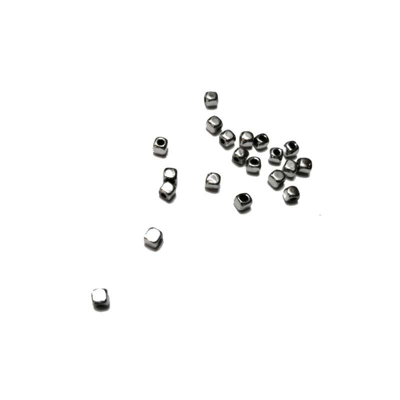 Beads / Hematite Beads -3mm square  -silver plated - 20pcs / Beads for crafting