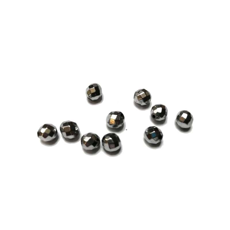 Beads / Hematite Beads -6mm ball  -faceted silver plated - 10pcs / Beads for crafting