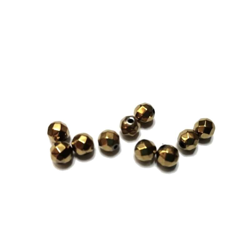 Beads / Hematite Beads -6mm ball  -faceted gold plated - 10pcs / Beads for crafting