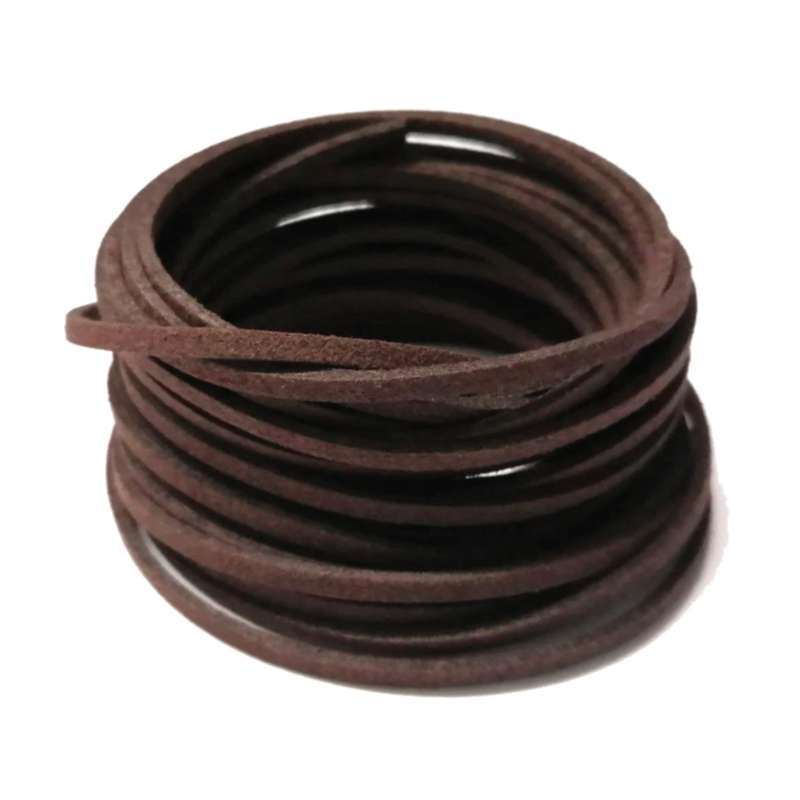 CORDS / Suede Cord Microfiber Faux Leather 3mm flat -dark brown -5m PACK / CORDS for crafting