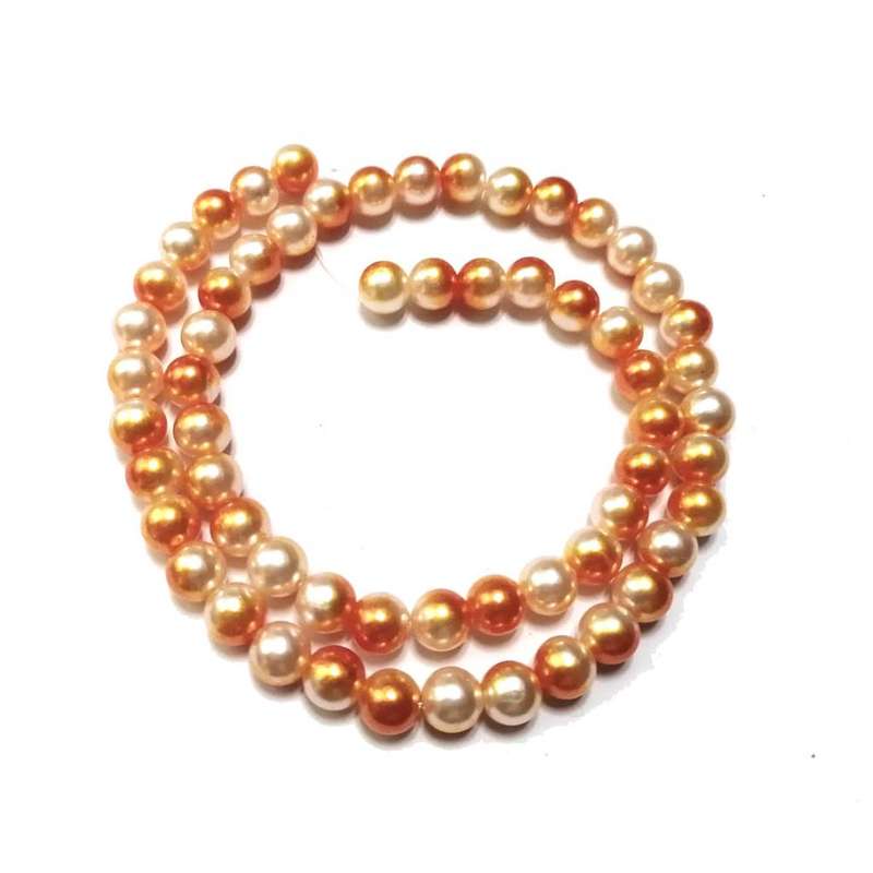 Beads / Acrylic Beads - 8mm -  60 pcs strand - melded orange / for jewellery crafting