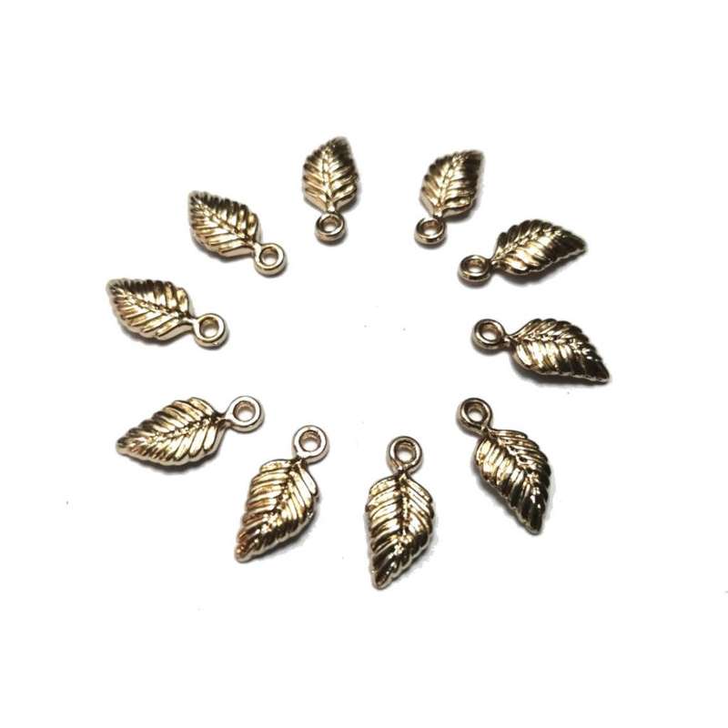 Pendants / Pendant - Gold Metal Leaves - 10pcs - 14x6mm / Pendants for crafting
