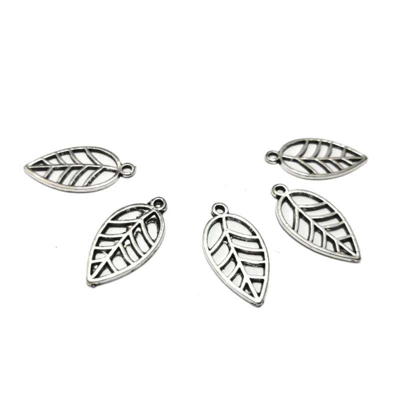 Pendants / Pendant - Silver Metal Leaves - 20pcs - 22x11mm / Pendants for crafting