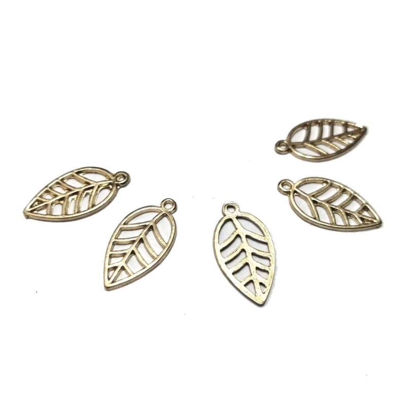 Pendants / Pendant - Gold Metal Leaves - 5pcs - 22x11mm / Pendants for crafting