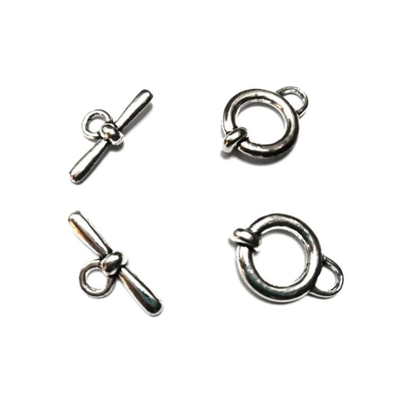 Clasps / Toggle Clasp 2 pairs  -  Ring part size 23x17mm silver color / Beads for crafting