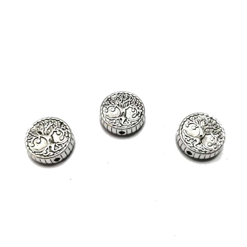 Beads / Tree of life - Havy Metal Beads - 3pcs -15x5mm - Hole+/- 2.1mm / Beads for crafting