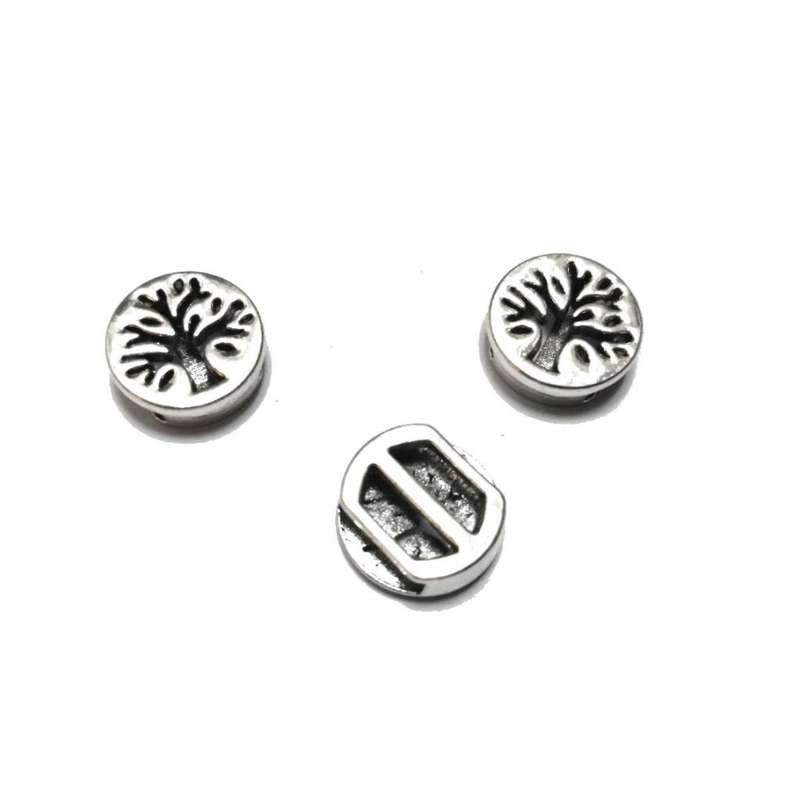 Beads / Tree of life -  Metal Beads -15pcs -14x5mm- Ribbon size 10mm / Beads for crafting