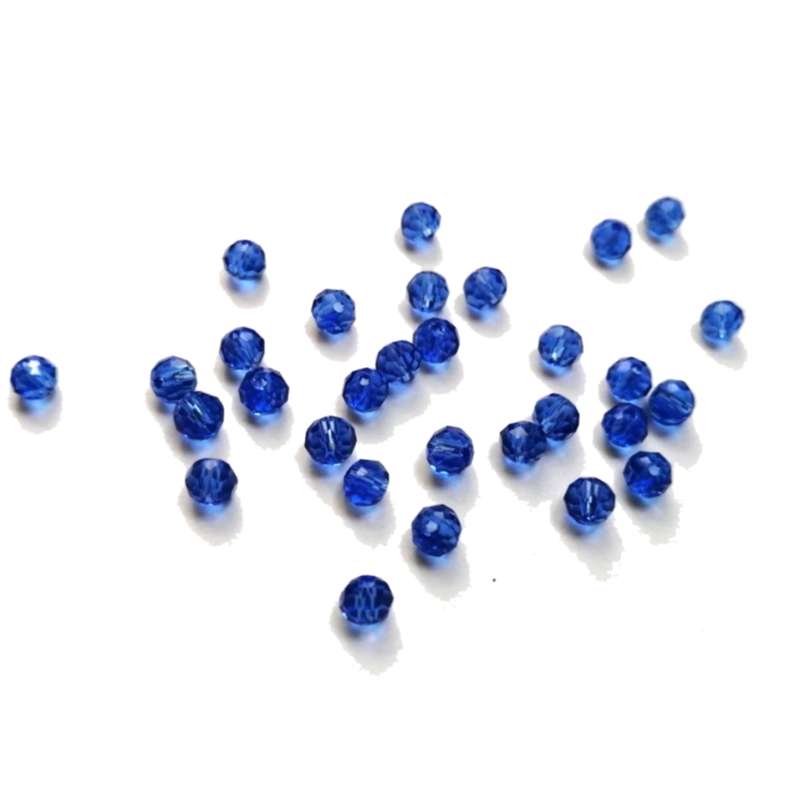 Beads /Crystal Beads - 4mm - clear medium blue  - 30pcs / Beads for crafting