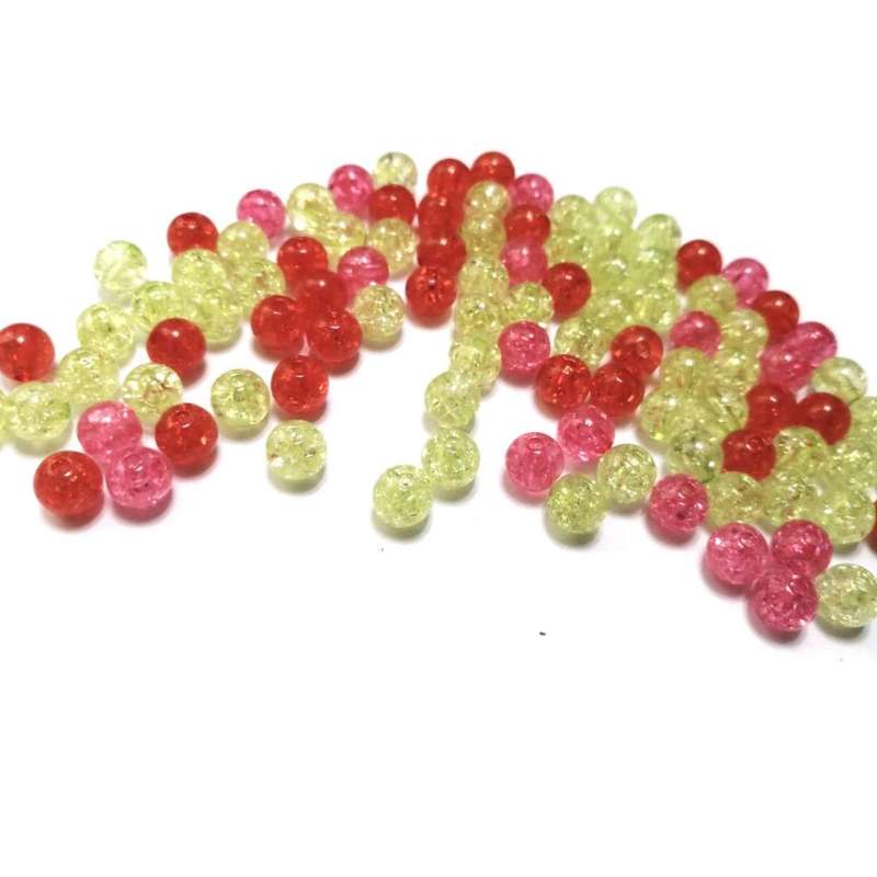 Beads / Acrylic Beads - 8mm -  100pcs - color mix - glass crackle optic / Beads for crafting