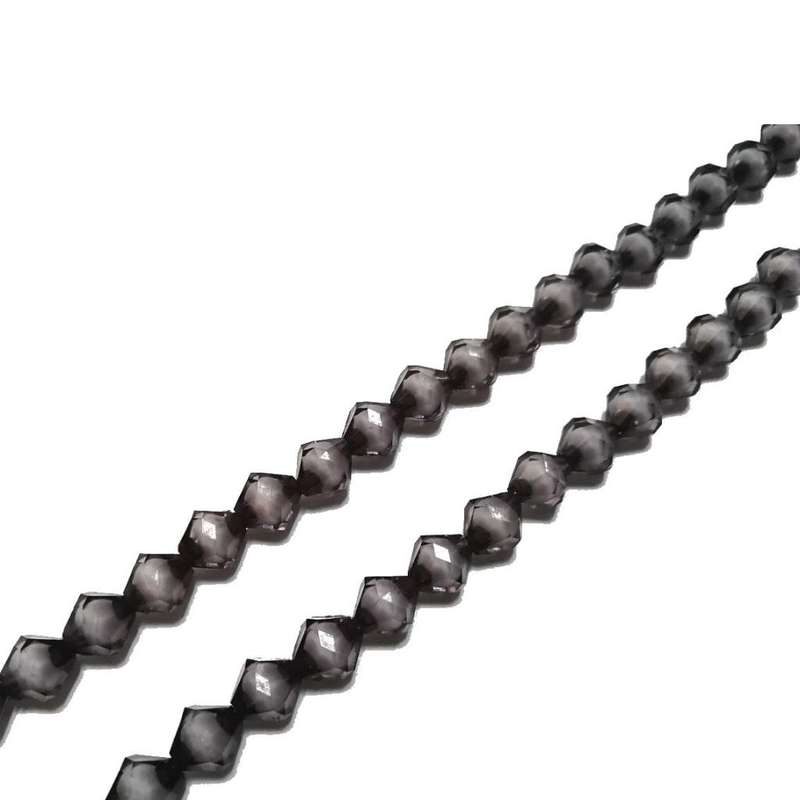 Beads / Acrylic Beads - 10mm bicone- 50pcs -dark grey-with filling-50cm string -jewellery crafting