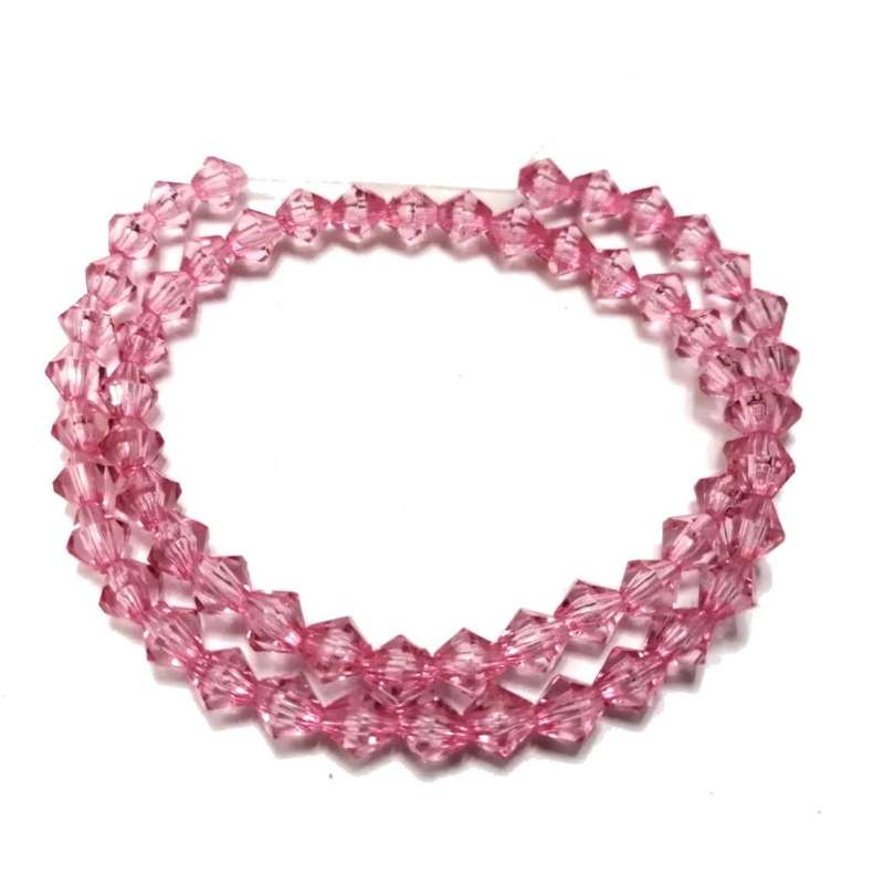 Beads / Acrylic Beads -6mm -60pcs- rose - crystal optic bicone- for jewellery crafting