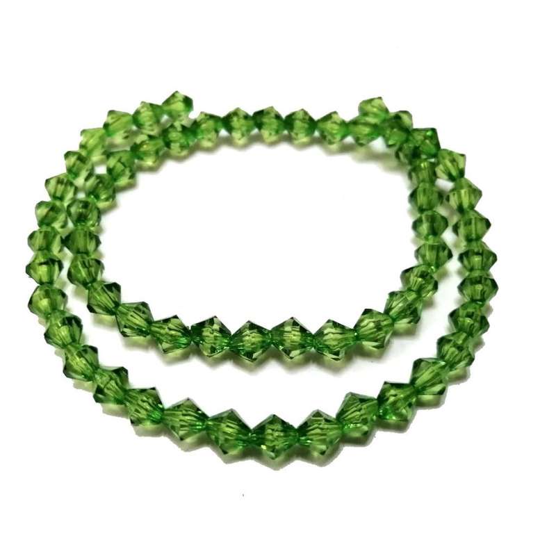 Beads / Acrylic Beads -6mm -60pcs- green - crystal optic bicone- for jewellery crafting