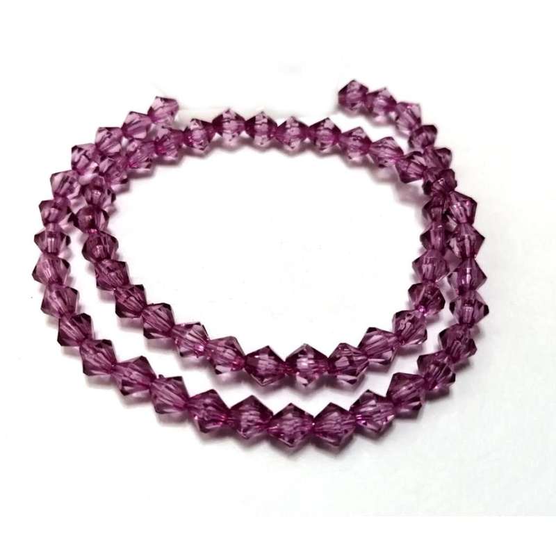 Beads / Acrylic Beads -6mm -60pcs- pink - crystal optic bicone- for jewellery crafting