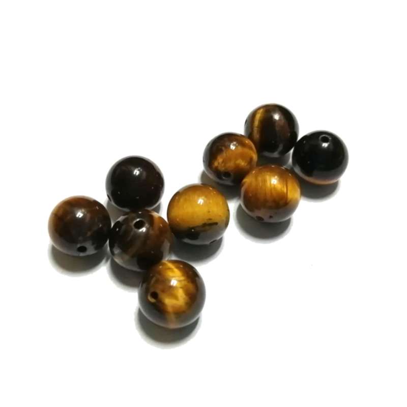 Beads / Gemstone- Tigereye Beads - 9pcs  - 10mm ball / Beads for crafting