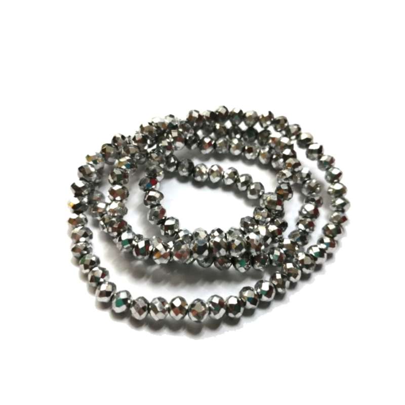 Beads - Crystal Beads- 4mm - silver  - String+/-130pcs- Beads for crafting
