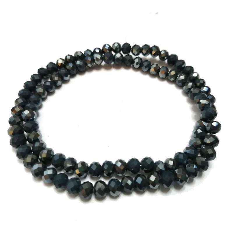 Beads - Crystal Beads - 6mm -silver smoked  blue +/-95pcs String - Beads for crafting