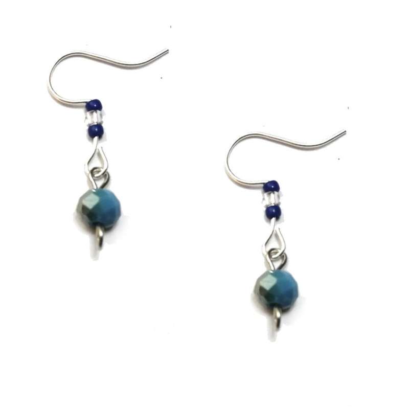 Findings - Earring Hooks - 2 pairs  - Crystal  beads smoked blue- Findings for crafting