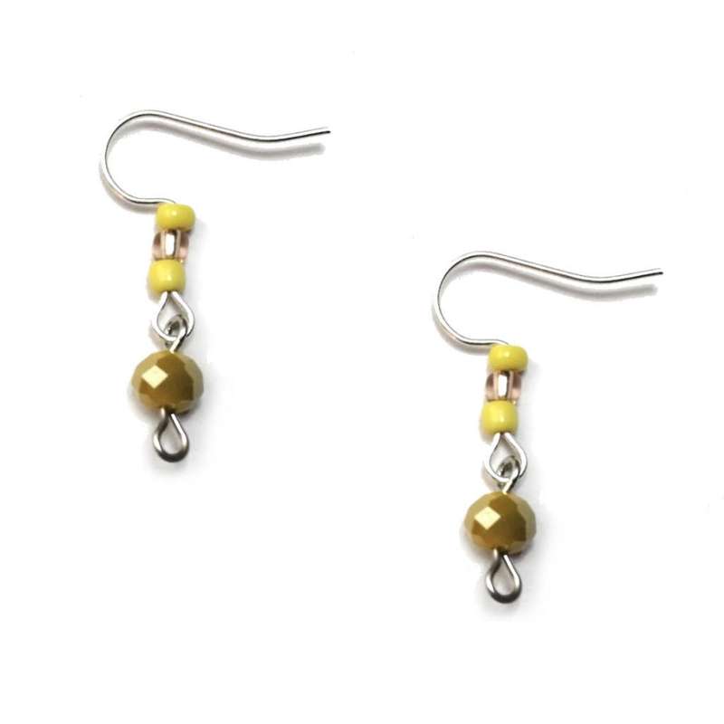 Findings - Earring Hooks - 2 pairs  - Crystal  beads smoked yellow- Findings for crafting