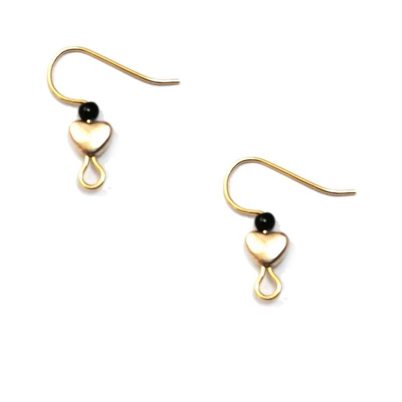 Findings - Earring Hooks -3pairs -metal heart beads -gold color- Findings for crafting