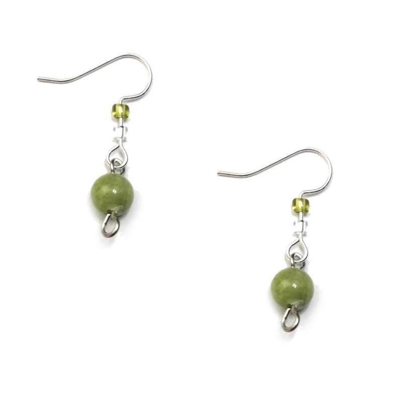 Findings - Earring Hooks -1pair -Jade beads- Findings for crafting