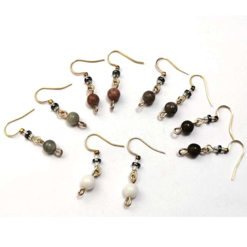 Findings - Earring Hooks -5pairs -Gemstone beads and tiny Hematite beads- Findings for crafting