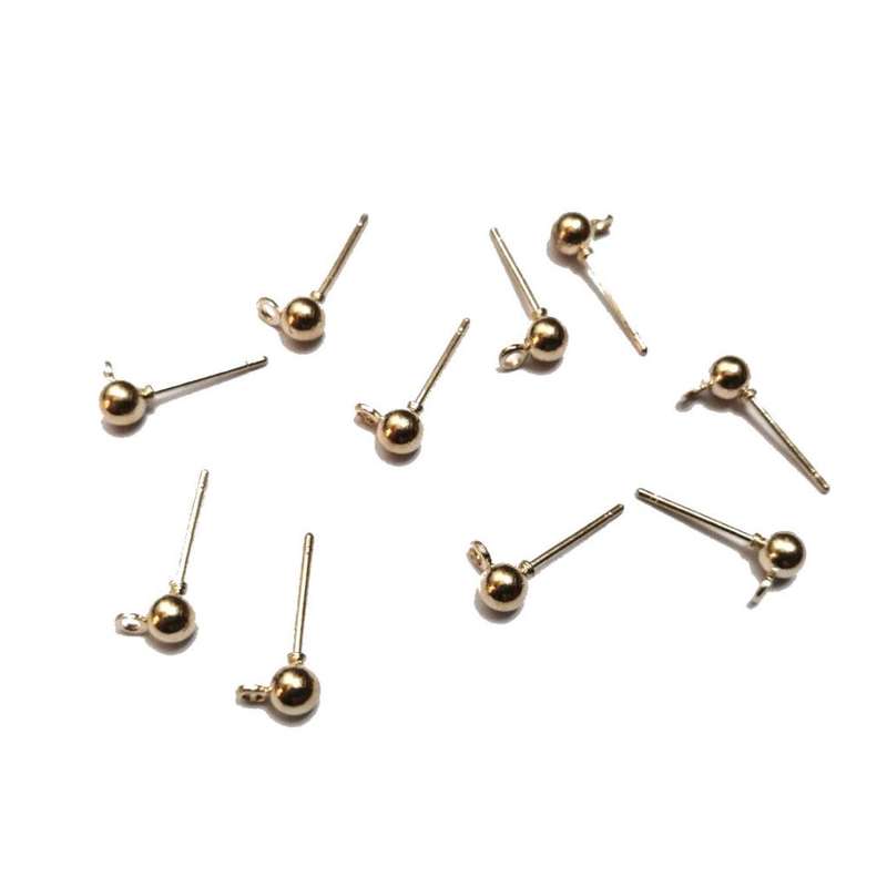 Findings - Earring Pin with loop to connect -Top Quality 10pcs - Gold color- Findings for crafting
