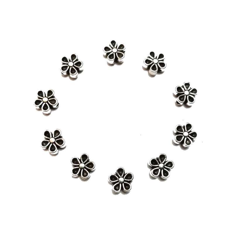 Beads - Metal Beads - 80pcs  - 7x3mm Flowers - Hole +/- 1.2mm -Beads for crafting -