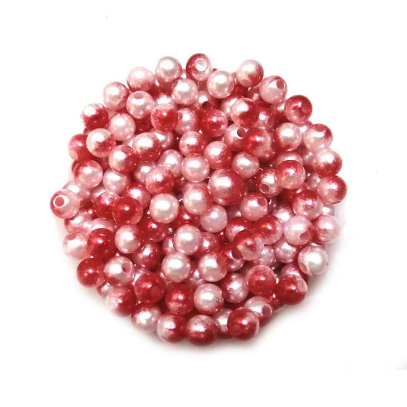 Beads / Acrylic Beads -6mm ball -200pcs- red / white blurred / Beads for crafting